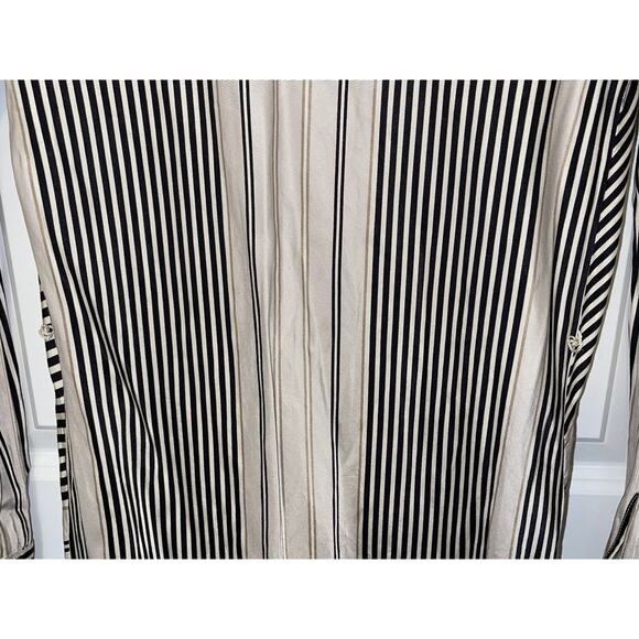 Women’s Ann Taylor Midi Dress Black‎ Striped Button Down Long Sleeve Size XSP - Picture 6 of 7